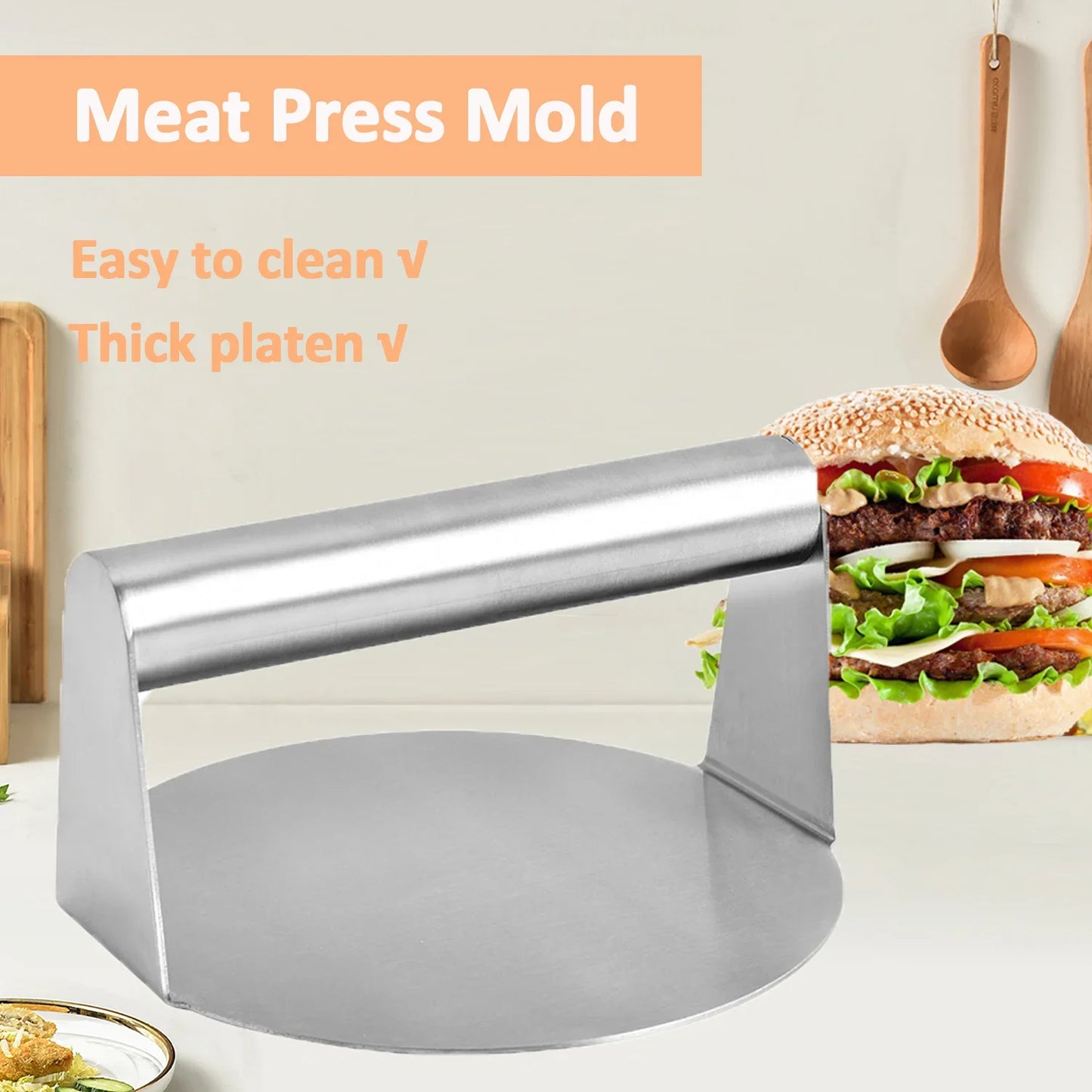 Stainless Steel Round Smash Burger Press