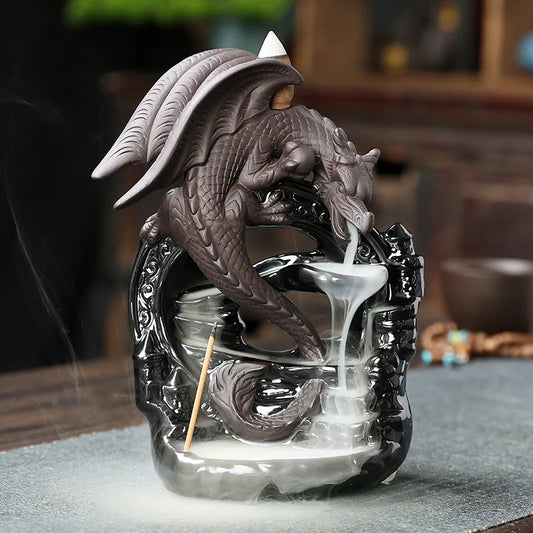 1pc Ceramic Vintage Dragon Backflow Incense Burner(without incense)