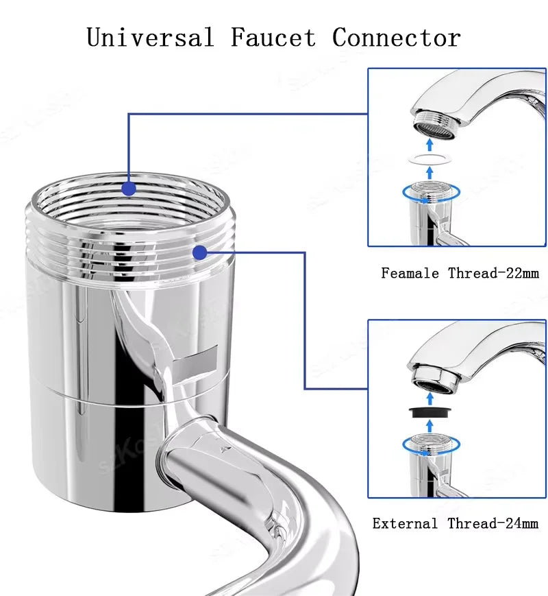 1080° Swivel Stainless Steel Kitchen Faucet Extender