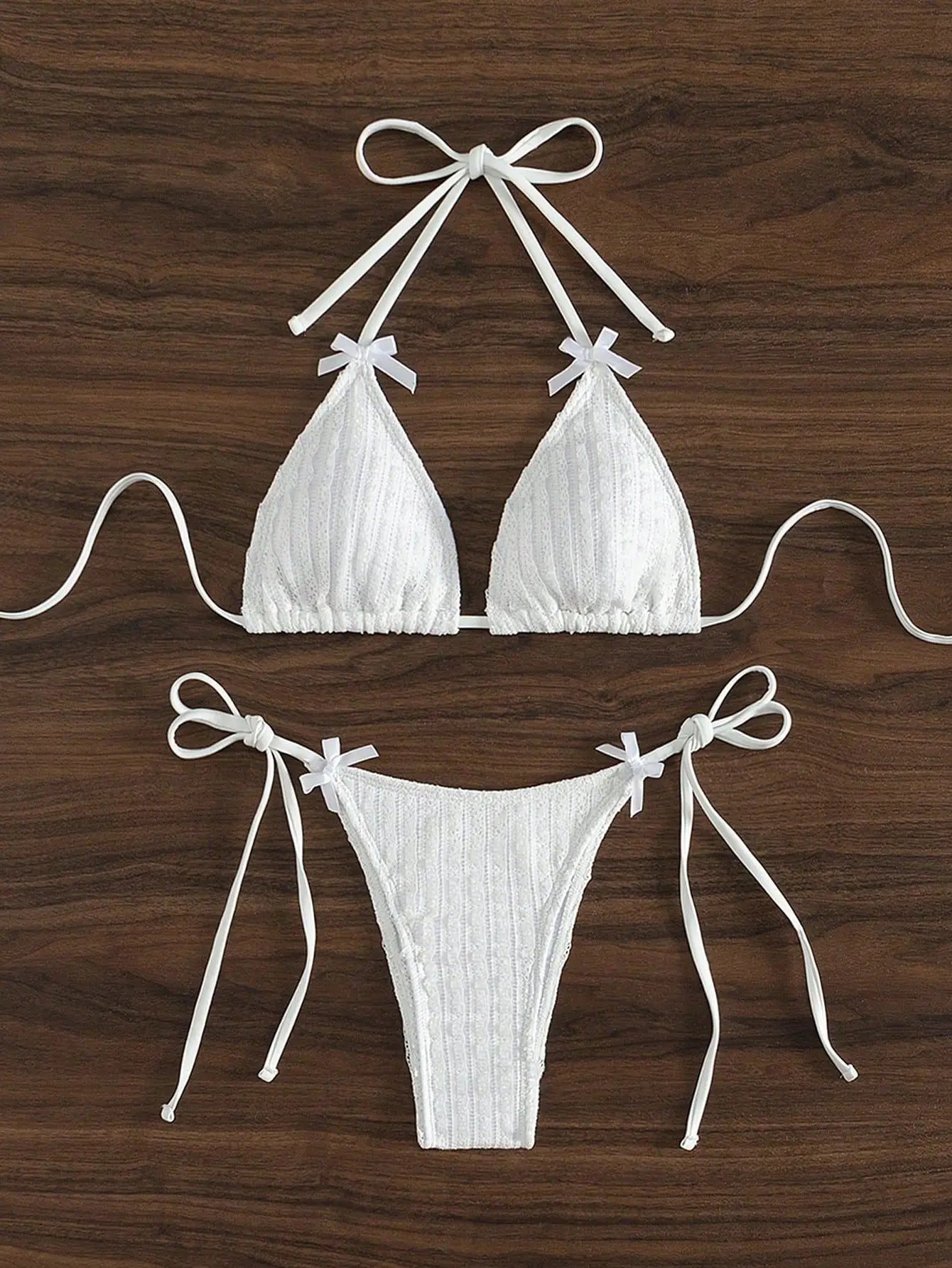 Backless Bikini Set Lace-up Thong Bathing Suit